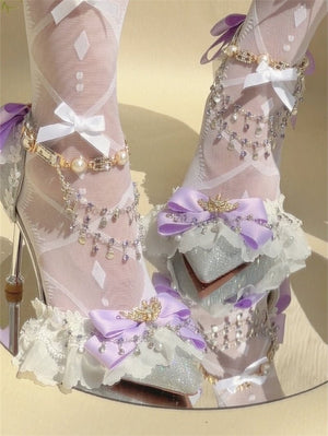 Lolita Purple Thrill Pointed - Toe Handmade Heels LE5109 - LolitaEraPurple 5CM34Lolita Purple Thrill Pointed - Toe Handmade Heels LE5109