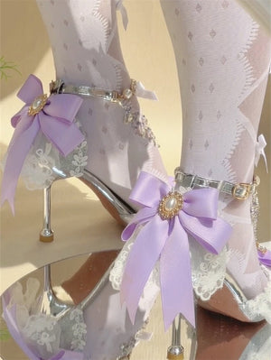 Lolita Purple Thrill Pointed - Toe Handmade Heels LE5109 - LolitaEraPurple 5CM34Lolita Purple Thrill Pointed - Toe Handmade Heels LE5109