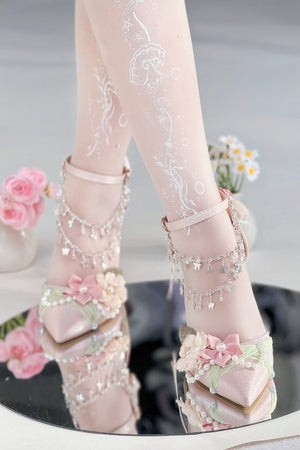 Lolita Summer & Spring Pointed - Toe Handmade Heels LE5108 - LolitaEraPink 5CM34Lolita Summer & Spring Pointed - Toe Handmade Heels LE5108