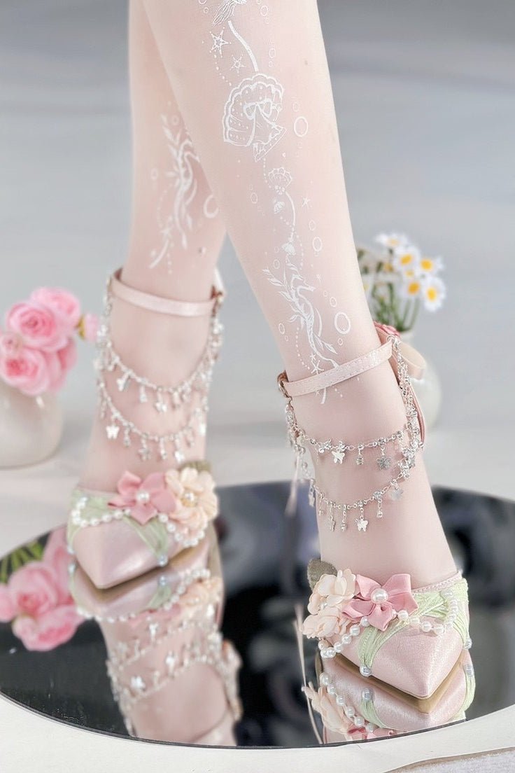 Lolita Summer & Spring Pointed - Toe Handmade Heels LE5108 - LolitaEraPink 5CM34Lolita Summer & Spring Pointed - Toe Handmade Heels LE5108