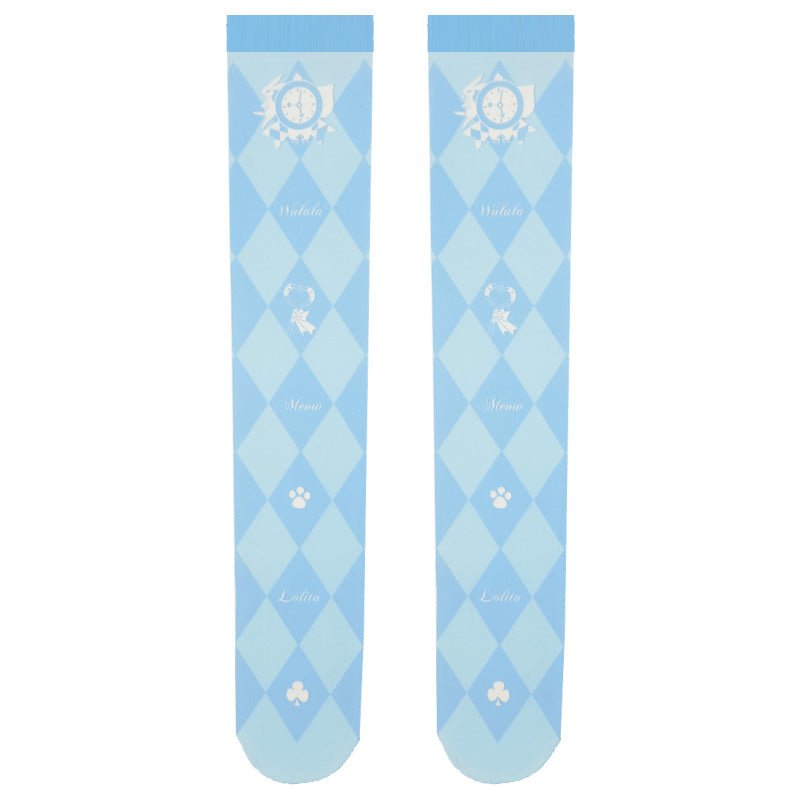Lolita Sweet Blue Velvet Tights - LolitaEra