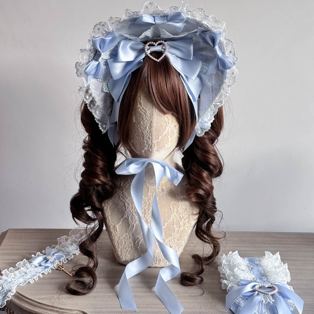Lolita Sweet Pink & Blue Necklace Headband Hat - LolitaEra5Lolita Sweet Pink & Blue Necklace Headband Hat