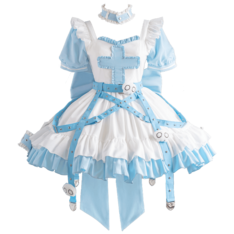 Lolita Y2K Infirmary Aesthetic Aqua OP Full Set - LolitaEra