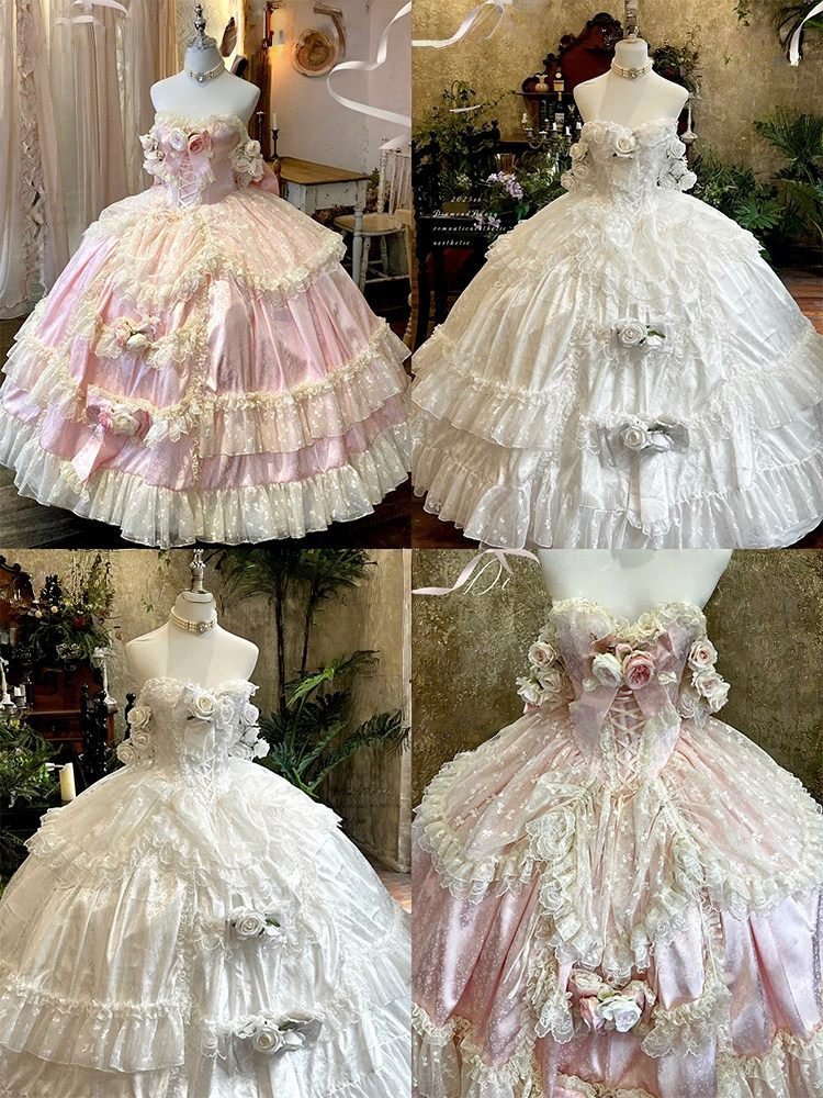 Love & Roses Long Party Dress - LolitaEraWhiteSLove & Roses Long Party Dress