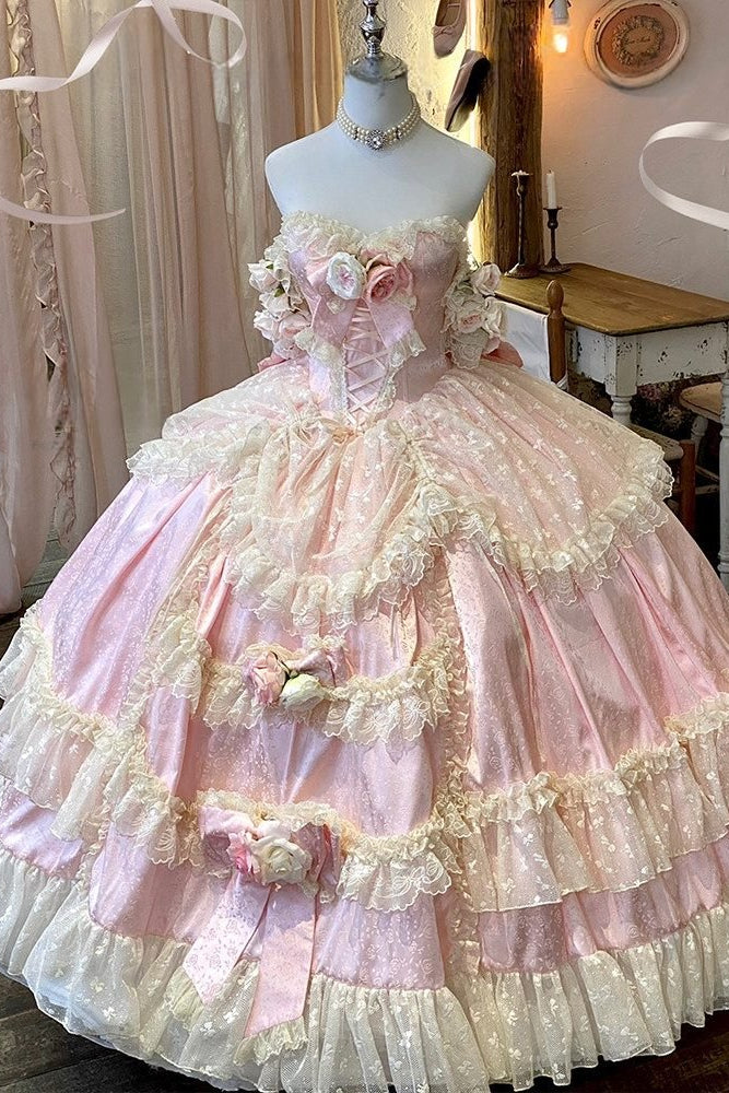 Love & Roses Long Party Dress - LolitaEraWhiteSLove & Roses Long Party Dress