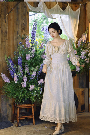 Luxury Feel Vintage Elegant Court White Dress 1273 - LolitaEraWhite DressSLuxury Feel Vintage Elegant Court White Dress 1273