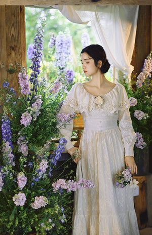 Luxury Feel Vintage Elegant Court White Dress 1273 - LolitaEraWhite DressSLuxury Feel Vintage Elegant Court White Dress 1273