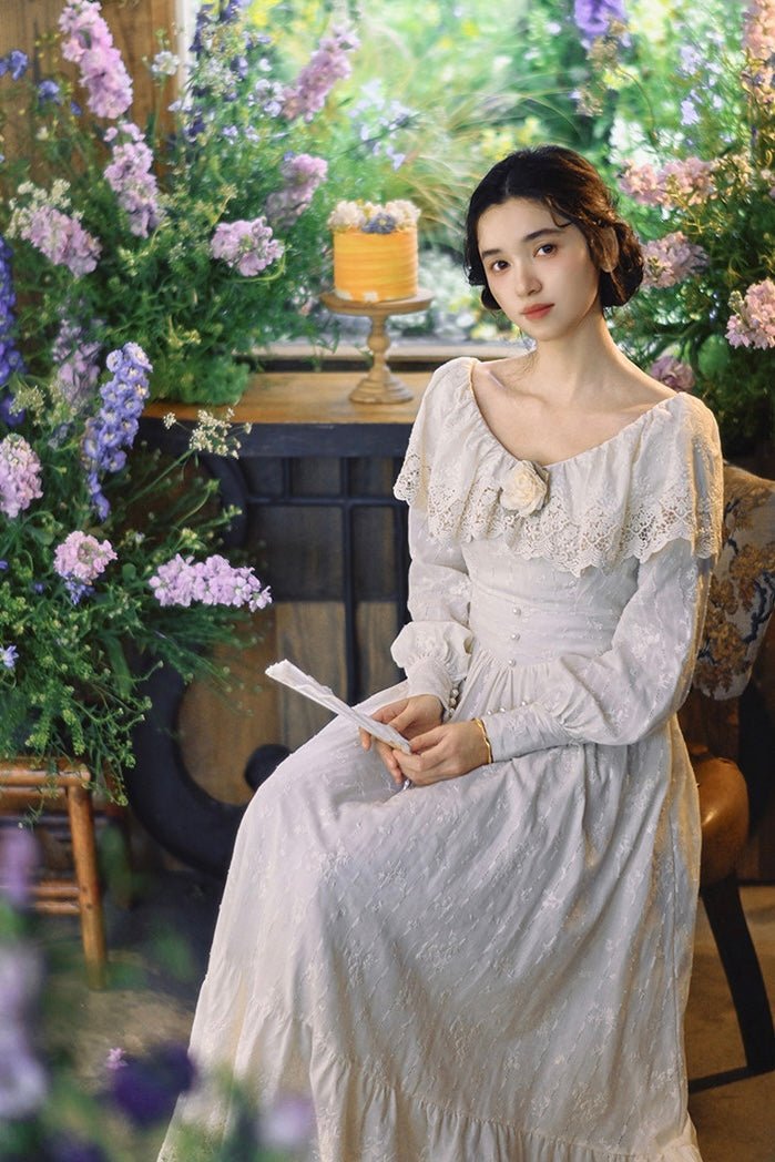 Luxury Feel Vintage Elegant Court White Dress 1273 - LolitaEraWhite DressSLuxury Feel Vintage Elegant Court White Dress 1273