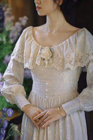 Luxury Feel Vintage Elegant Court White Dress 1273 - LolitaEraWhite DressSLuxury Feel Vintage Elegant Court White Dress 1273