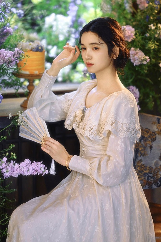 Luxury Feel Vintage Elegant Court White Dress 1273 - LolitaEraWhite DressSLuxury Feel Vintage Elegant Court White Dress 1273