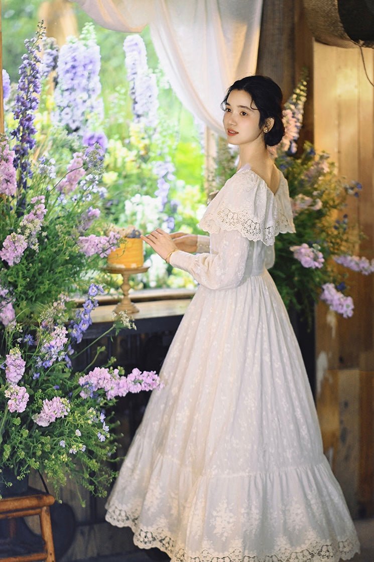 Luxury Feel Vintage Elegant Court White Dress 1273 - LolitaEraWhite DressSLuxury Feel Vintage Elegant Court White Dress 1273