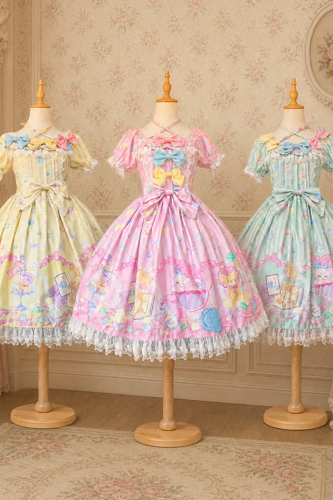 Macaron Dolly House Candy Print Sweet Lolita OP Dress - LolitaEra