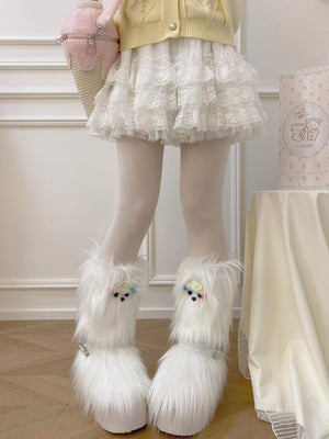 Maltese Story · Y2K Fuzzy Puppy Fashion Boots 1301 - LolitaEraWhite35Maltese Story · Y2K Fuzzy Puppy Fashion Boots 1301