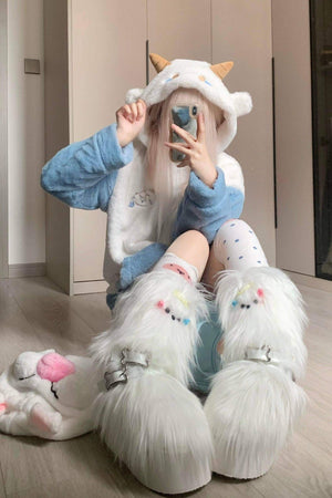 Maltese Story · Y2K Fuzzy Puppy Fashion Boots 1301 - LolitaEraWhite35Maltese Story · Y2K Fuzzy Puppy Fashion Boots 1301