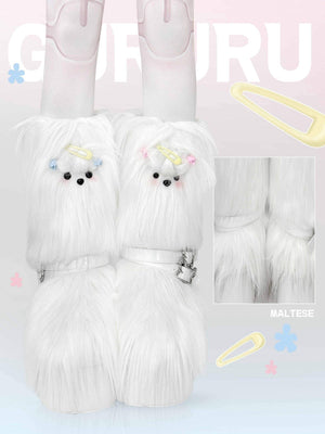 Maltese Story · Y2K Fuzzy Puppy Fashion Boots 1301 - LolitaEraWhite35Maltese Story · Y2K Fuzzy Puppy Fashion Boots 1301