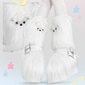 Maltese Story · Y2K Fuzzy Puppy Fashion Boots 1301 - LolitaEraWhite35Maltese Story · Y2K Fuzzy Puppy Fashion Boots 1301