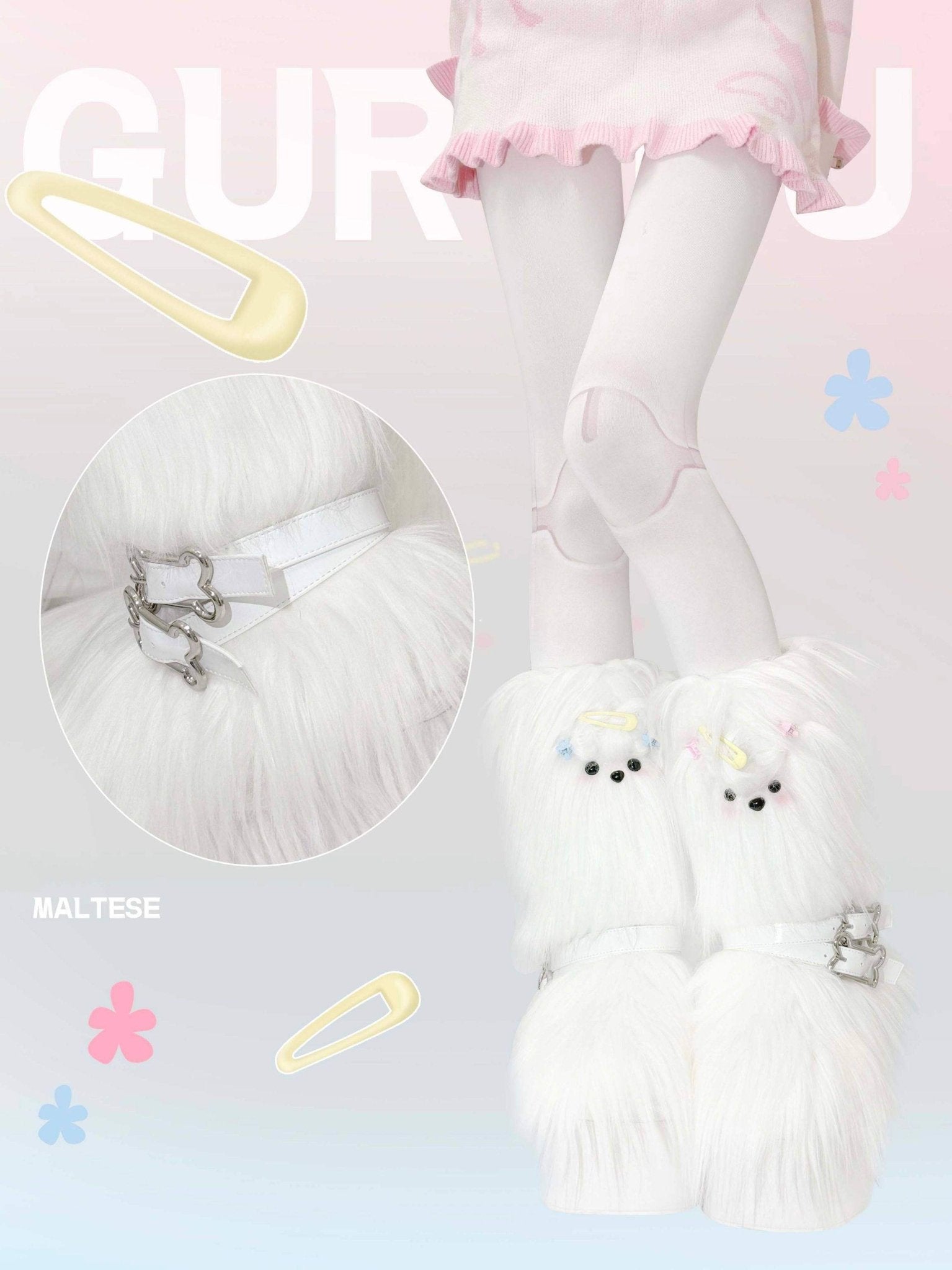 Maltese Story · Y2K Fuzzy Puppy Fashion Boots 1301 - LolitaEraWhite35Maltese Story · Y2K Fuzzy Puppy Fashion Boots 1301