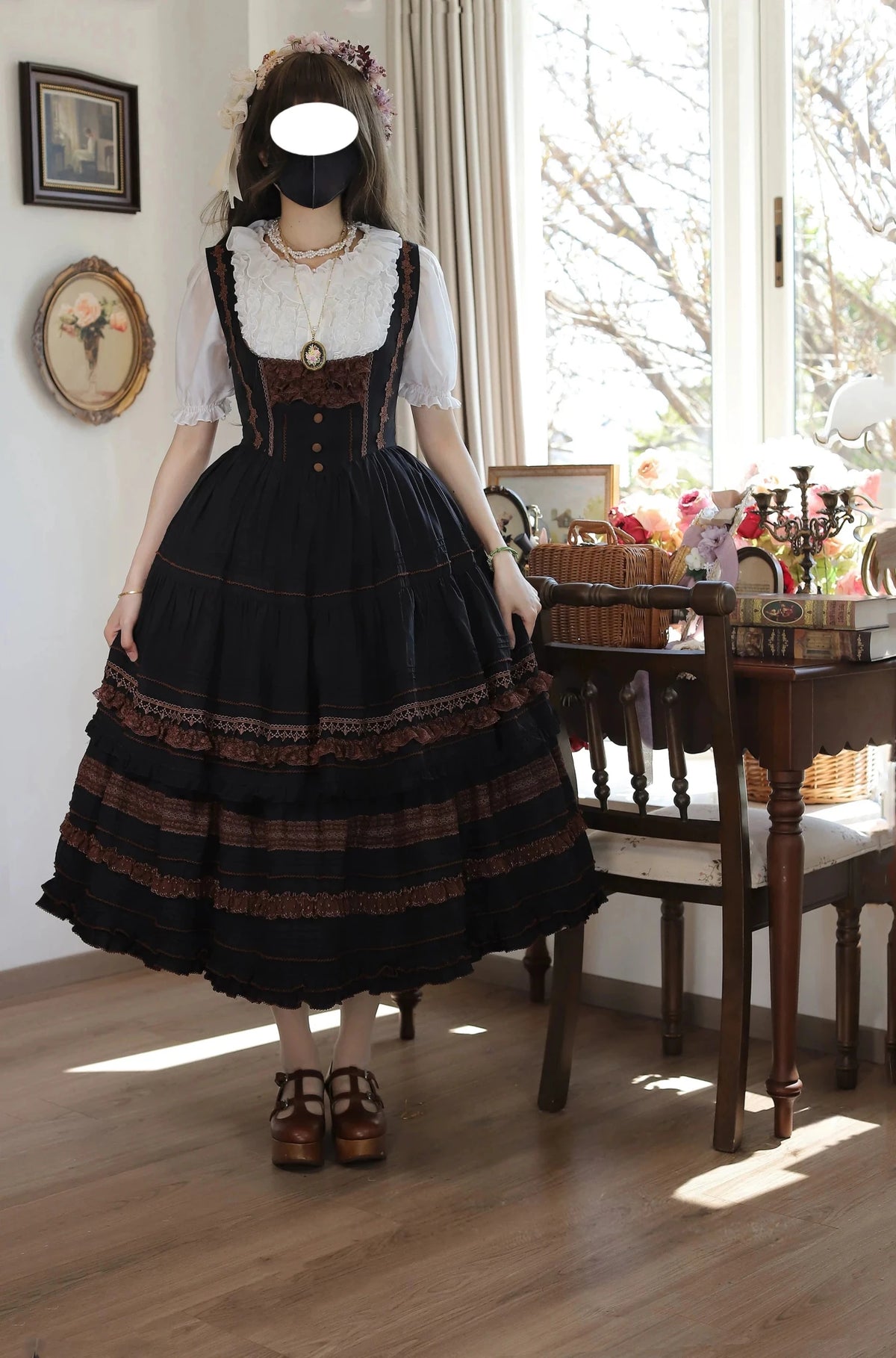 Margaret's Daisy V-Waist Bust-Support Classical Lolita JSK Dress - LolitaEra