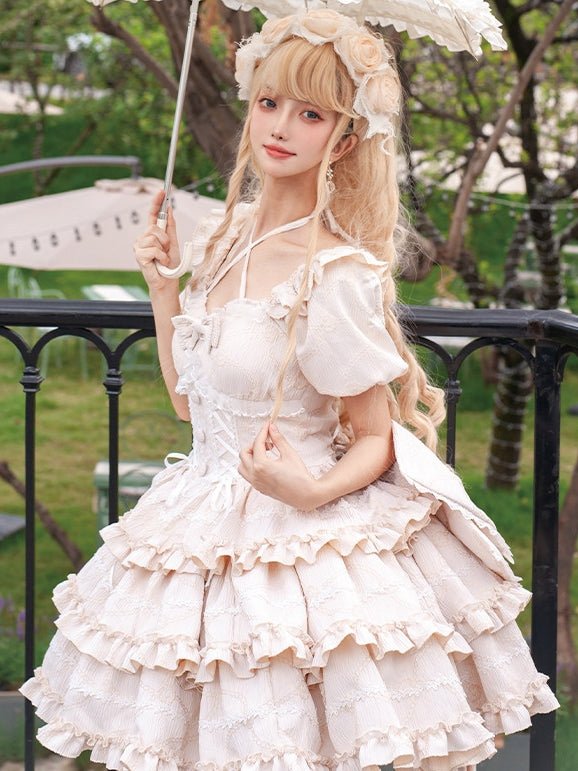 Marshmallow Dream Puffy Beige OP Dress - LolitaEraBeige OPSMarshmallow Dream Puffy Beige OP Dress