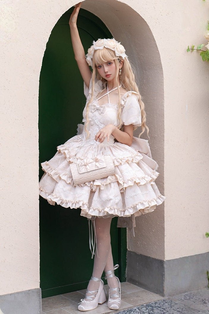 Marshmallow Dream Puffy Beige OP Dress - LolitaEraBeige OPSMarshmallow Dream Puffy Beige OP Dress