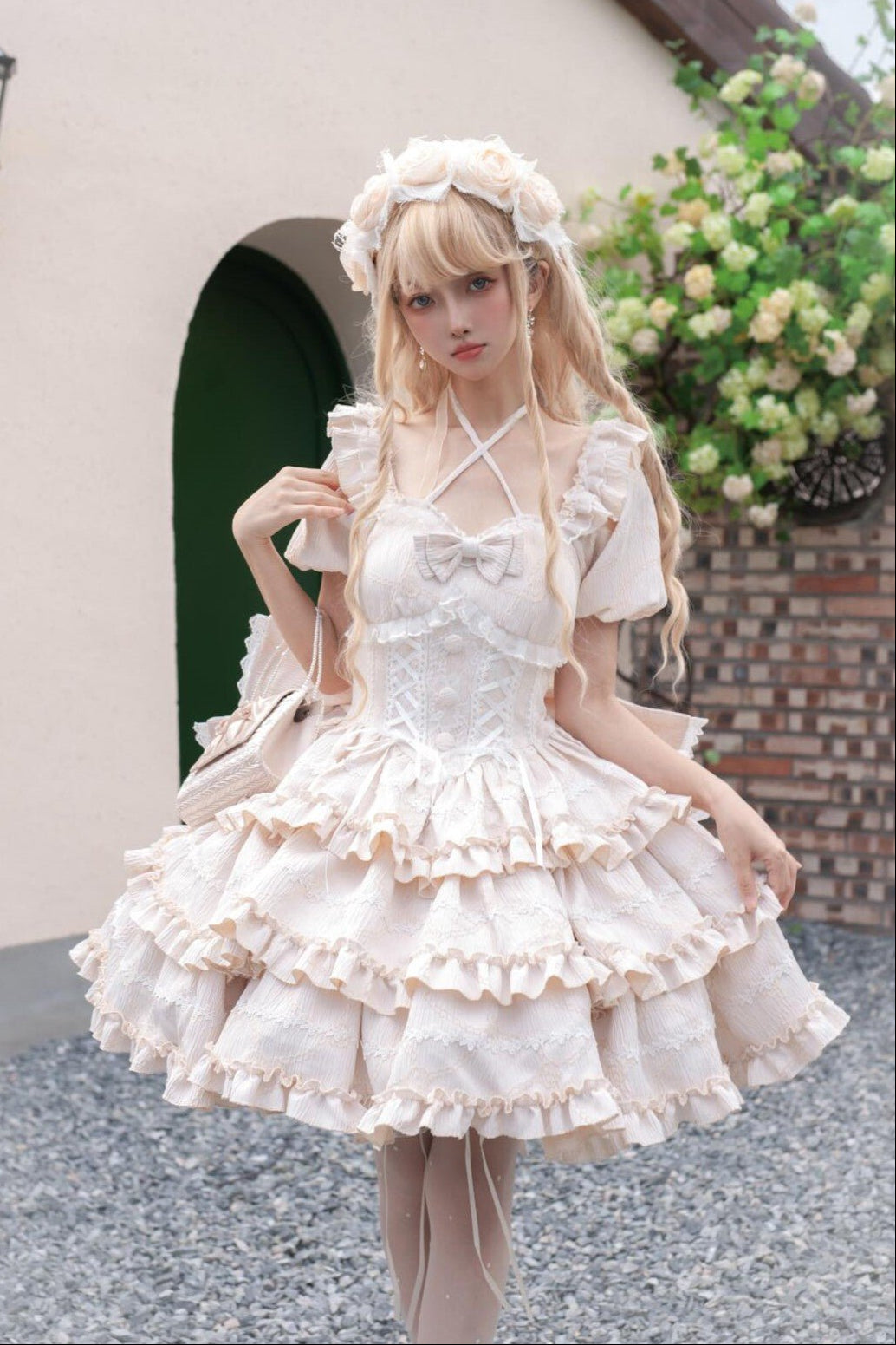 Marshmallow Dream Puffy Beige OP Dress - LolitaEraBeige OPSMarshmallow Dream Puffy Beige OP Dress