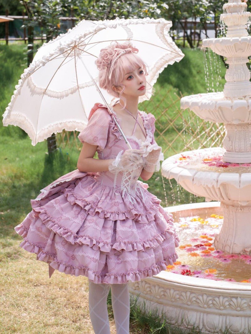 Marshmallow Dream Puffy Pink OP Dress - LolitaEraPink OPSMarshmallow Dream Puffy Pink OP Dress