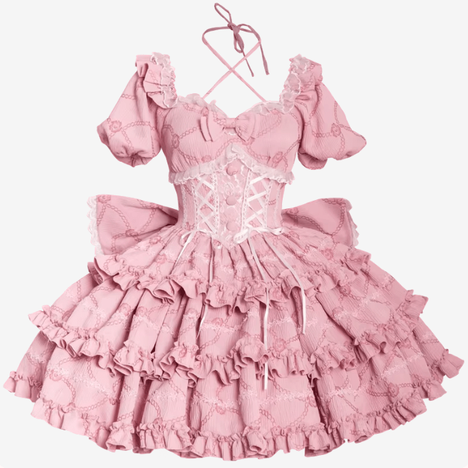 Marshmallow Dream Puffy Pink OP Dress - LolitaEraPink OPSMarshmallow Dream Puffy Pink OP Dress