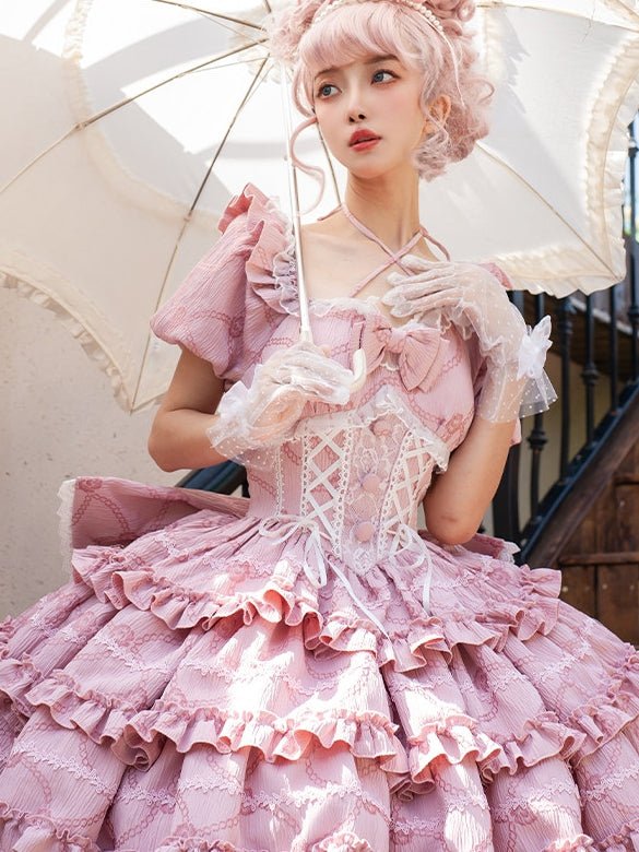 Marshmallow Dream Puffy Pink OP Dress - LolitaEraPink OPSMarshmallow Dream Puffy Pink OP Dress