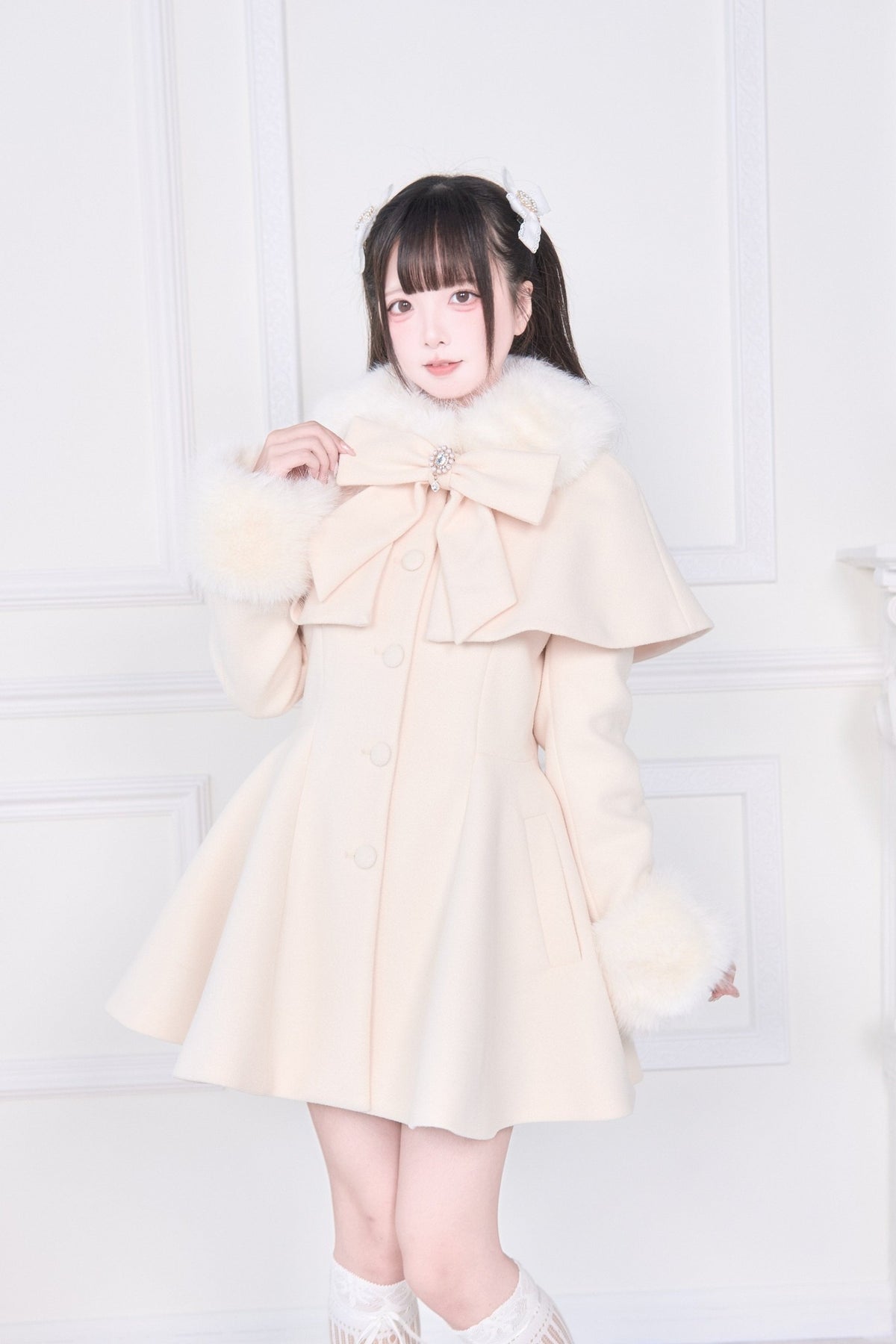 Mass Produced Japanese Style Bow Waist Tailored Coat - LolitaEra