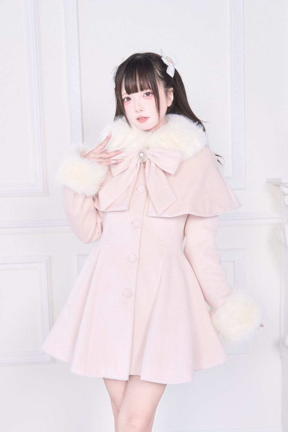 Mass Produced Japanese Style Bow Waist Tailored Coat - LolitaEra
