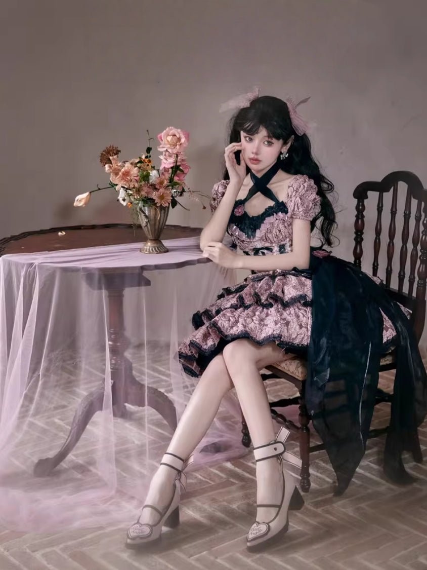 Medea's Kiss Dark Gothic Pink JSK - LolitaEraPink JSKSMedea's Kiss Dark Gothic Pink JSK