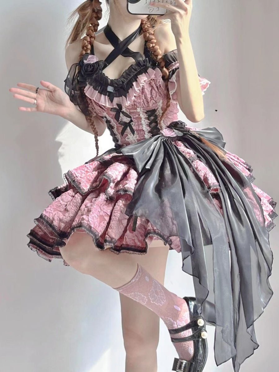 Medea's Kiss Dark Gothic Pink JSK - LolitaEraPink JSKSMedea's Kiss Dark Gothic Pink JSK