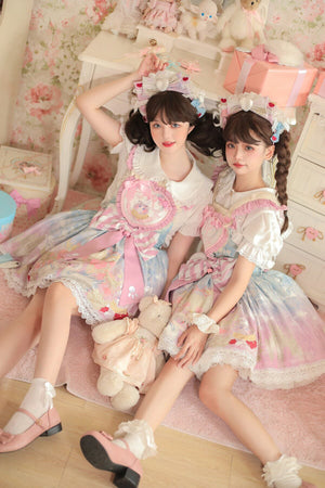 Meow Velvet Milk Candy Kawaii Cat Pink JSK - LolitaEraPink JSKSMeow Velvet Milk Candy Kawaii Cat Pink JSK
