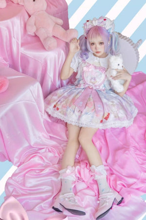 Meow Velvet Milk Candy Kawaii Cat Pink JSK - LolitaEraPink JSKSMeow Velvet Milk Candy Kawaii Cat Pink JSK