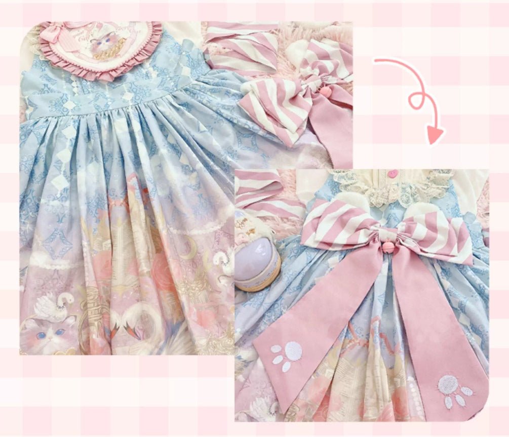 Meow Velvet Milk Candy Kawaii Cat Pink JSK - LolitaEraPink JSKSMeow Velvet Milk Candy Kawaii Cat Pink JSK