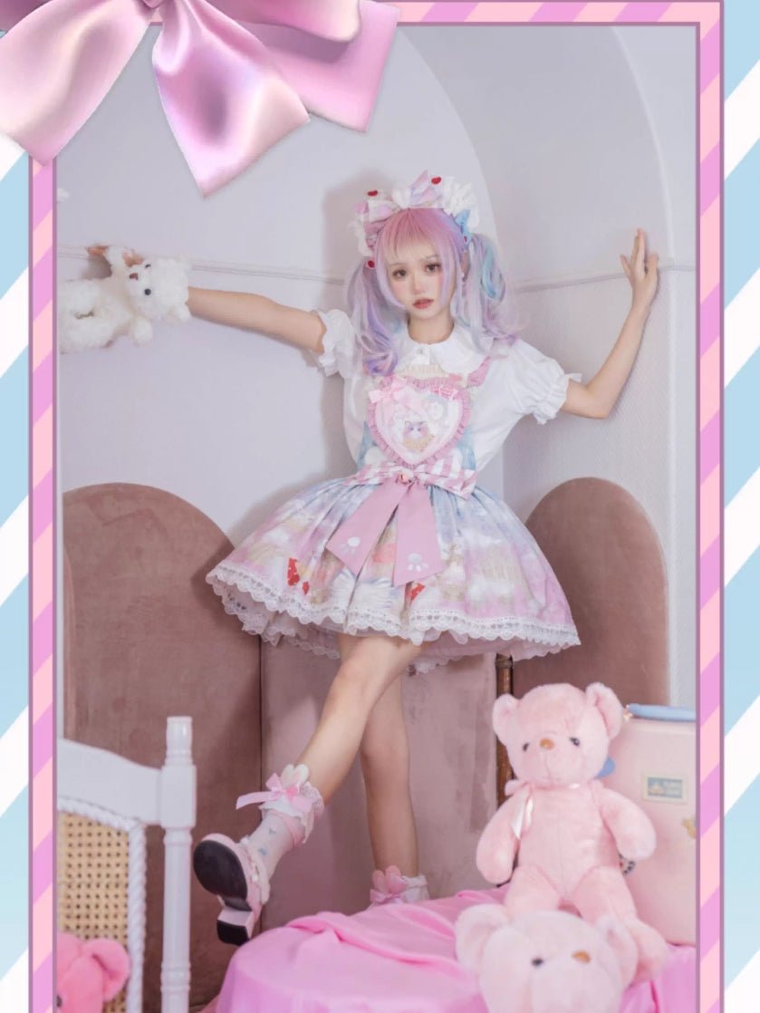 Meow Velvet Milk Candy Kawaii Cat Pink JSK - LolitaEraPink JSKSMeow Velvet Milk Candy Kawaii Cat Pink JSK
