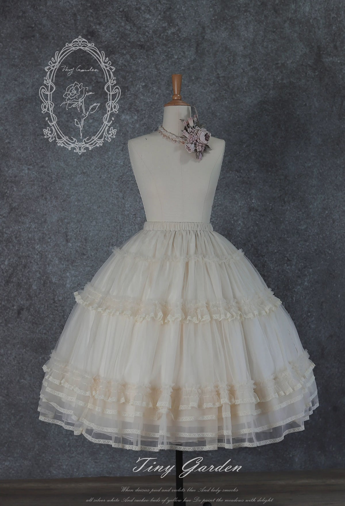 Jardin Garden Mesh Lace Trim Elegant Full Skirt Petticoat Lolita