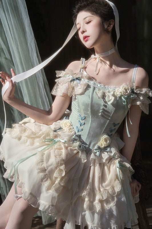 Mint Green Ballet Dream Tiered Lolita Dress - LolitaEra