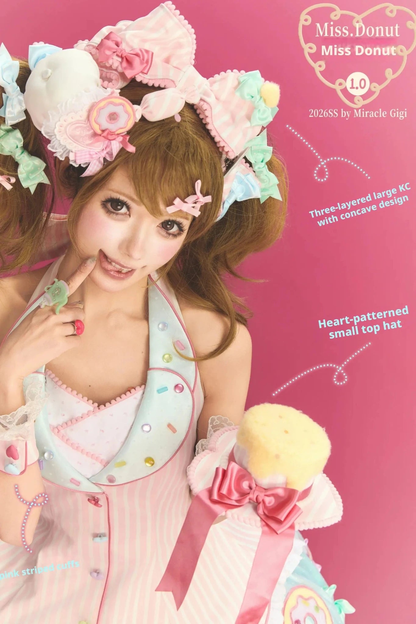 Miss Donut Pink Cream Donut-Theme Sweet Lolita Accessories Set - LolitaEra