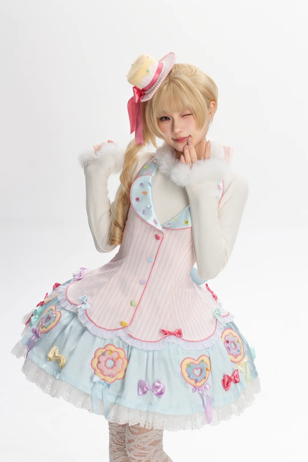Miss Donut Pink Cream Donut-Theme Sweet Lolita Accessories Set - LolitaEra