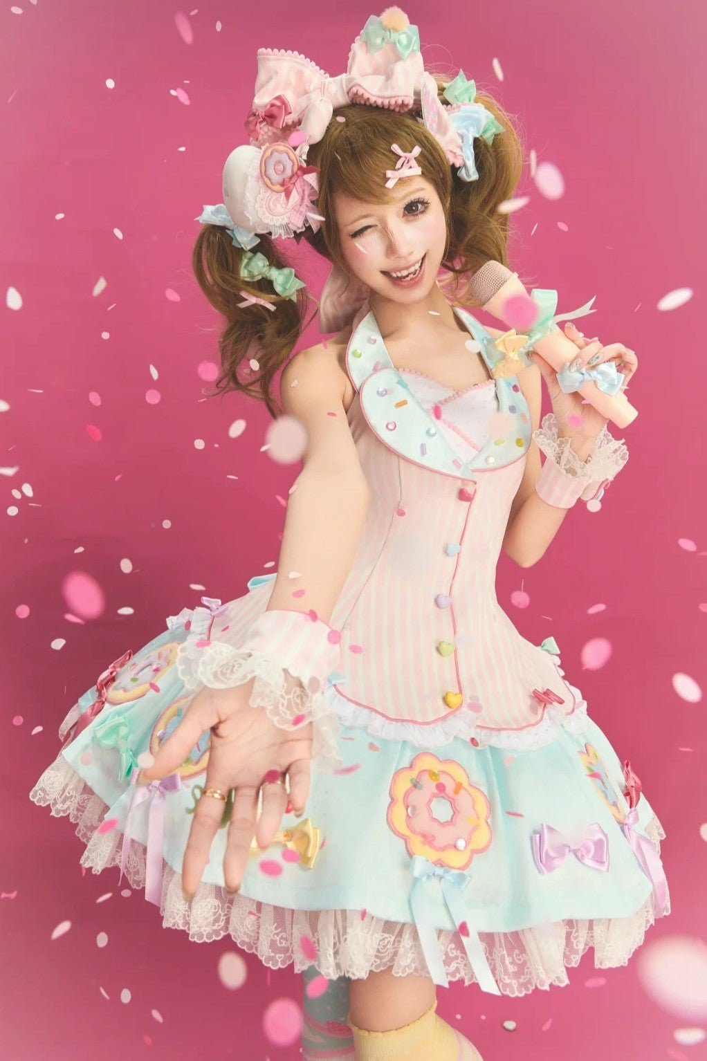 Miss Donut Pink Cream Donut-Theme Sweet Lolita Accessories Set - LolitaEra