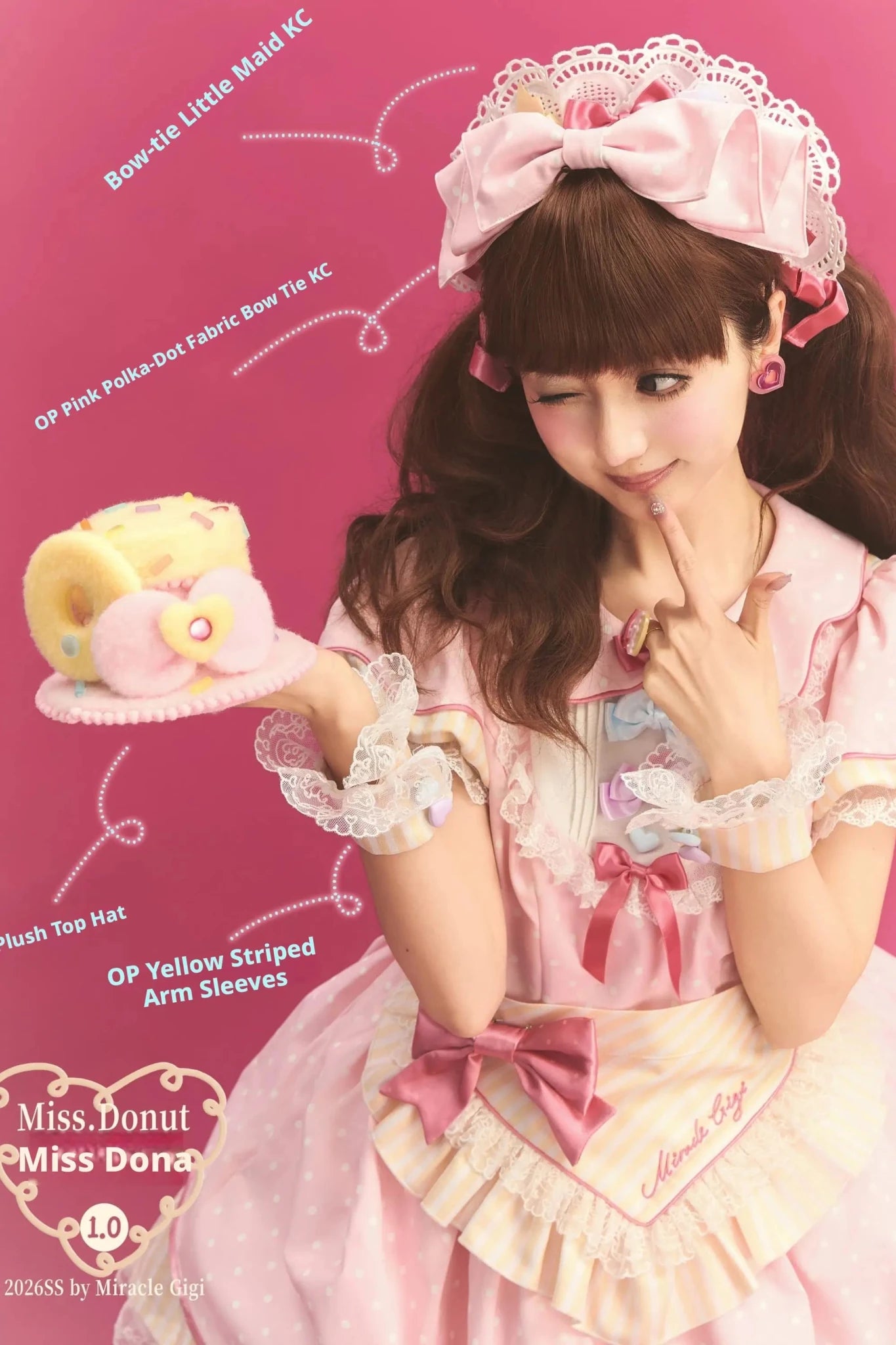 Miss Donut Pink Cream Donut-Theme Sweet Lolita Accessories Set - LolitaEra