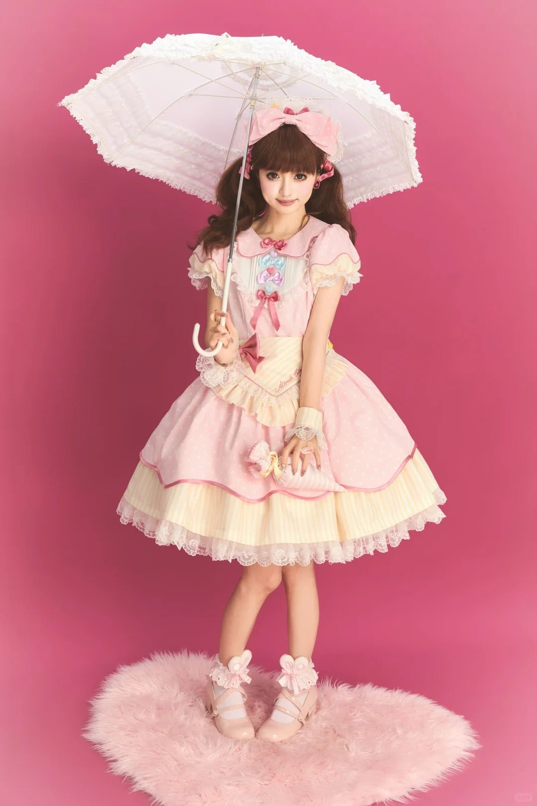 Miss Donut Pink Cream Donut-Theme Vintage Sweet Lolita OP Dress - LolitaEra