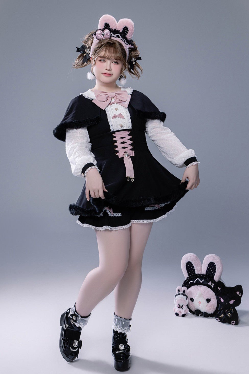 momo Collaboration Japanese Style Plush Set - LolitaEraBlack SetSmomo Collaboration Japanese Style Plush Set
