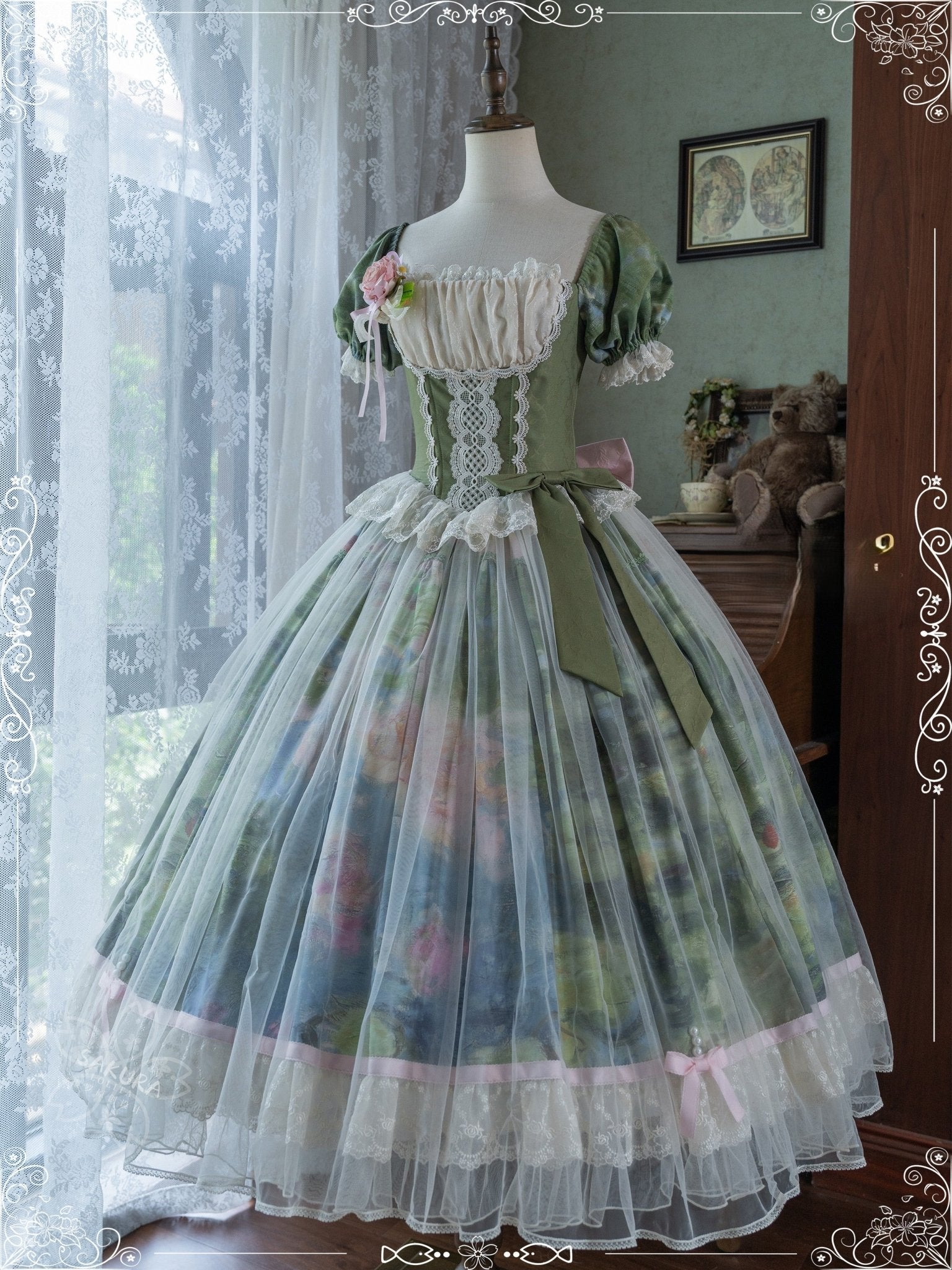 Monet's Garden Oil Painting Classic Lolita OP - LolitaEraOPSMonet's Garden Oil Painting Classic Lolita OP