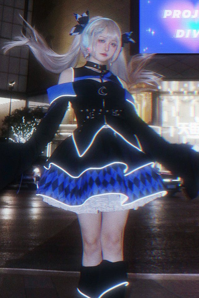 Moon Hidden Magical Girl Blue Battle Costume - LolitaEraBlue SetSMoon Hidden Magical Girl Blue Battle Costume