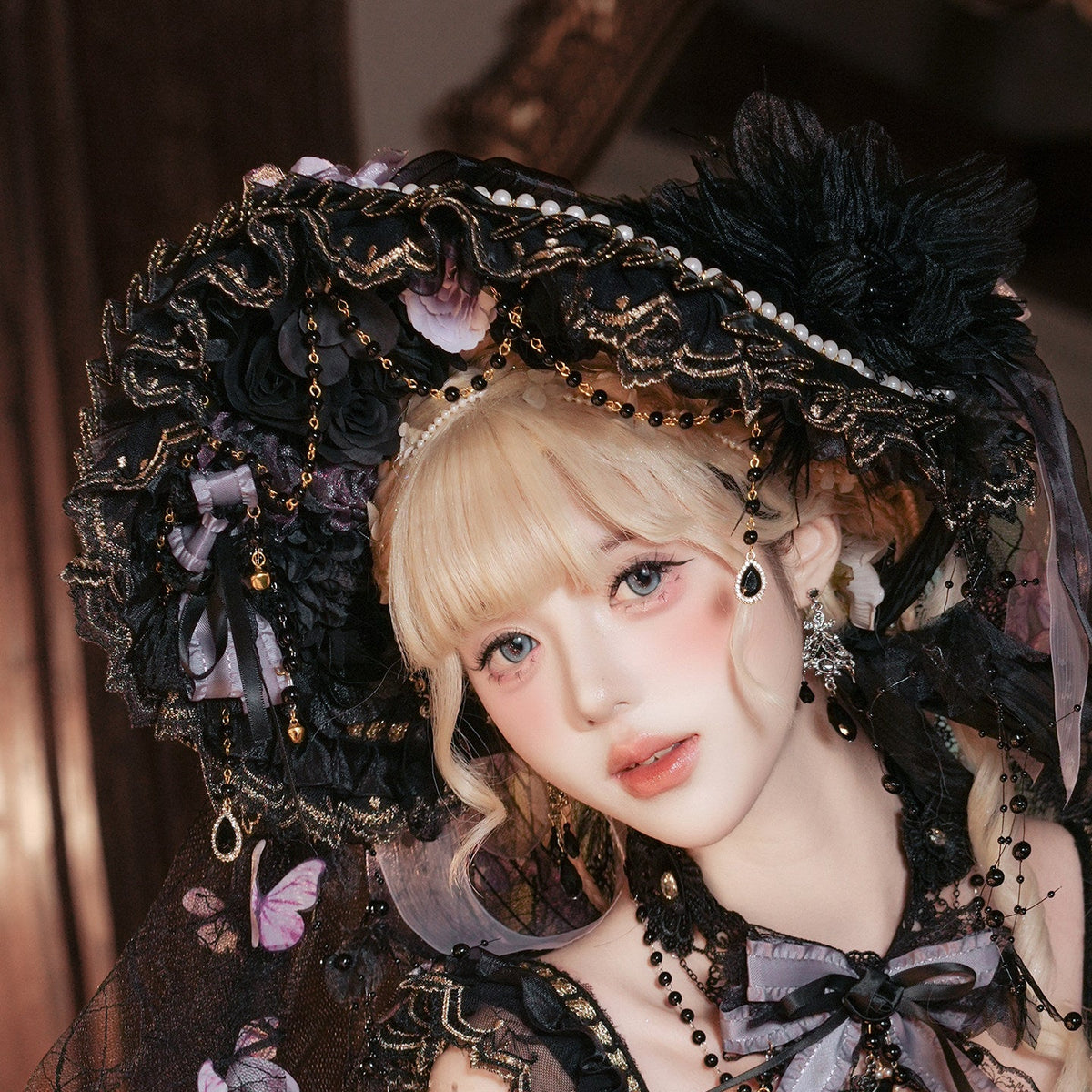 Moonlit Butterfly Dance Gothic Lolita Accessories - LolitaEra