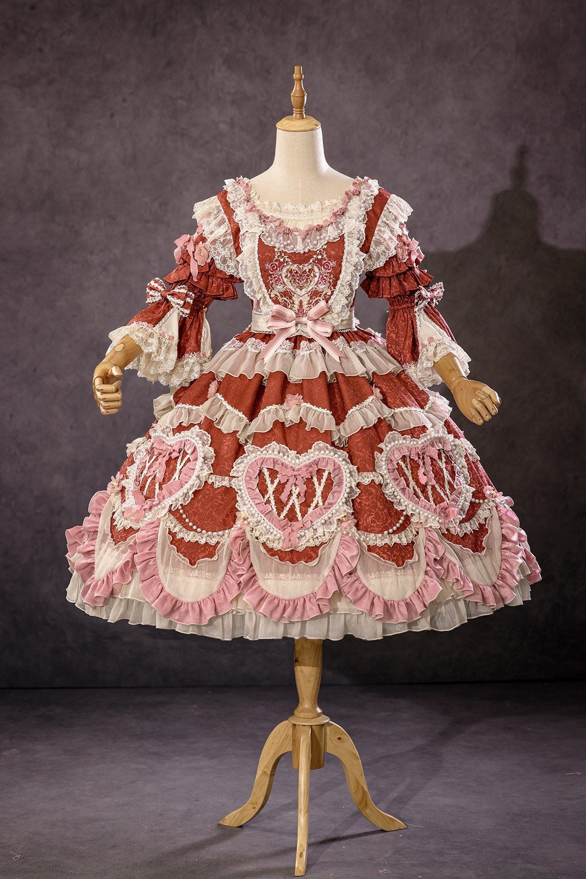 Moonlit Rose Vintage Cake Heavy - Duty Retro Ruffled Lolita Dress - LolitaEraOP DressSRedMoonlit Rose Vintage Cake Heavy - Duty Retro Ruffled Lolita Dress