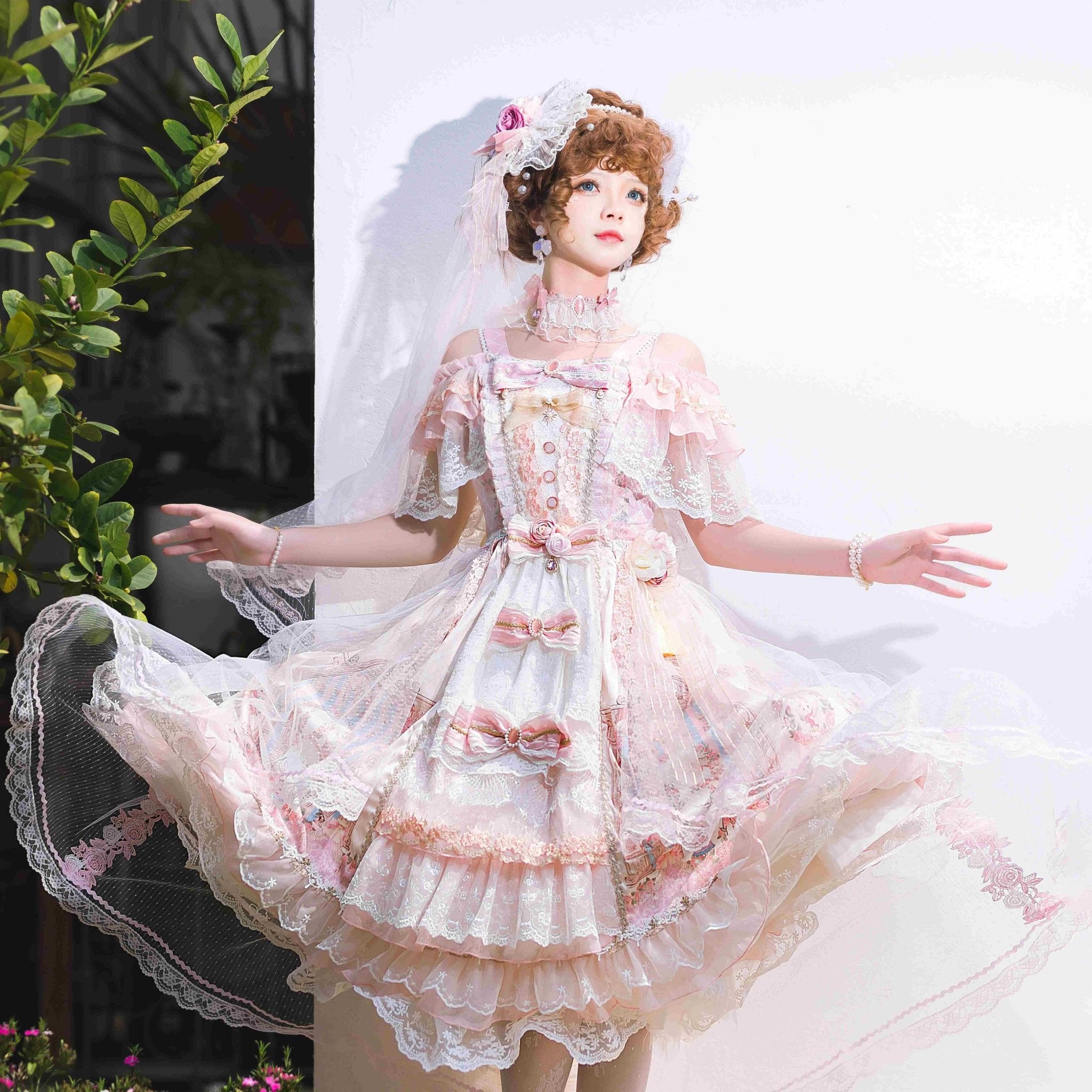 Moonlit Serenade Wedding Lolita JSK Set 1237 - LolitaEraPink SetSMoonlit Serenade Wedding Lolita JSK Set 1237