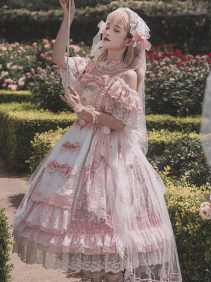 Moonlit Serenade Wedding Lolita JSK Set 1237 - LolitaEraPink SetSMoonlit Serenade Wedding Lolita JSK Set 1237